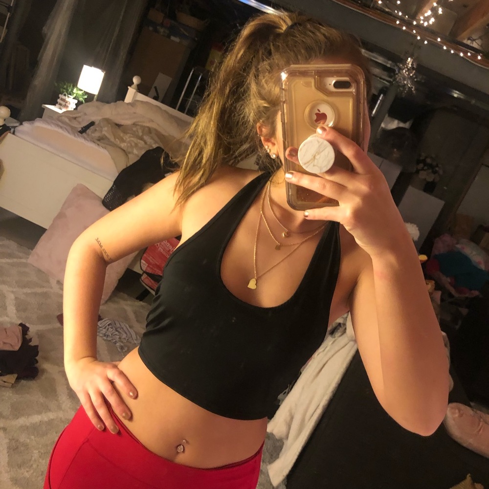 Black halter crop top